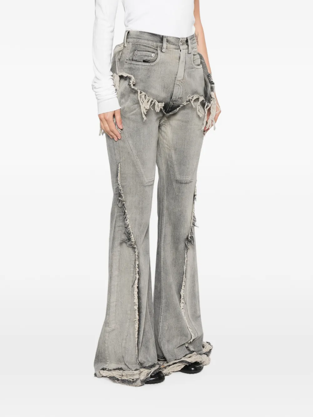 Rick Owens DRKSHDW Bootcut jeans met franje afwerking Grijs
