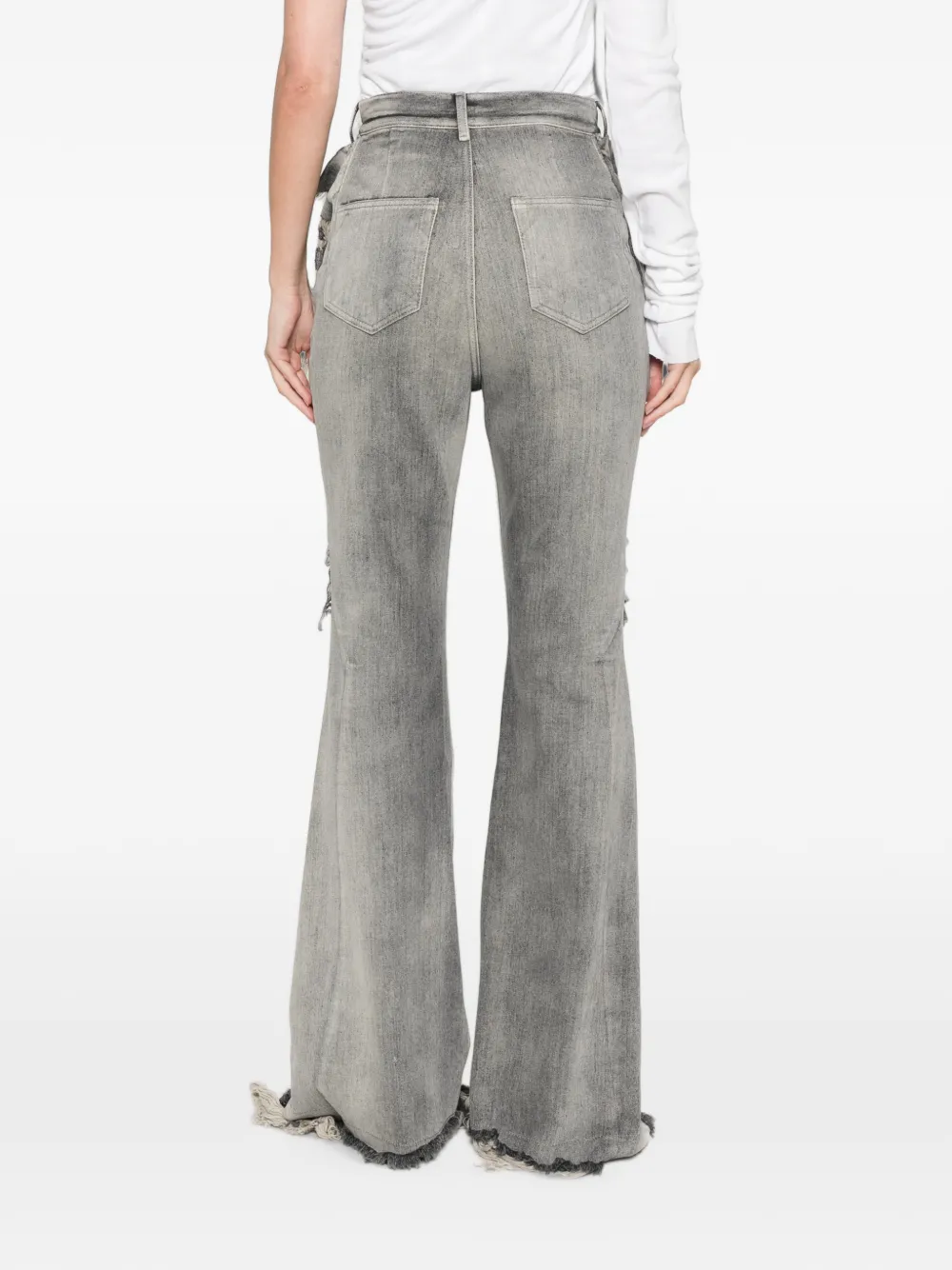 Rick Owens DRKSHDW Bootcut jeans met franje afwerking Grijs