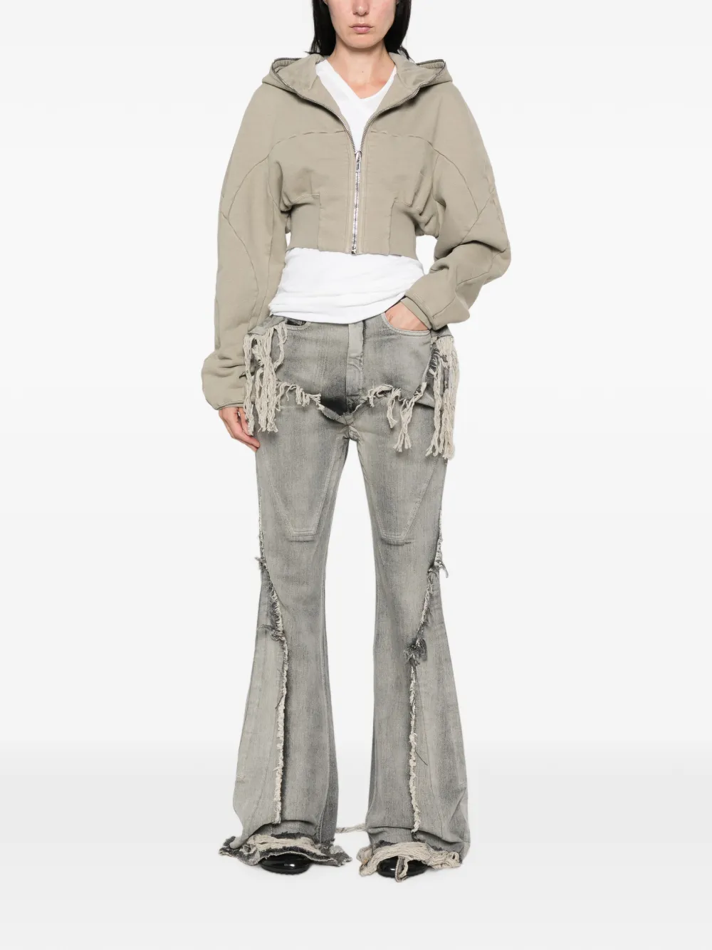 Rick Owens DRKSHDW Bootcut jeans met franje afwerking Grijs
