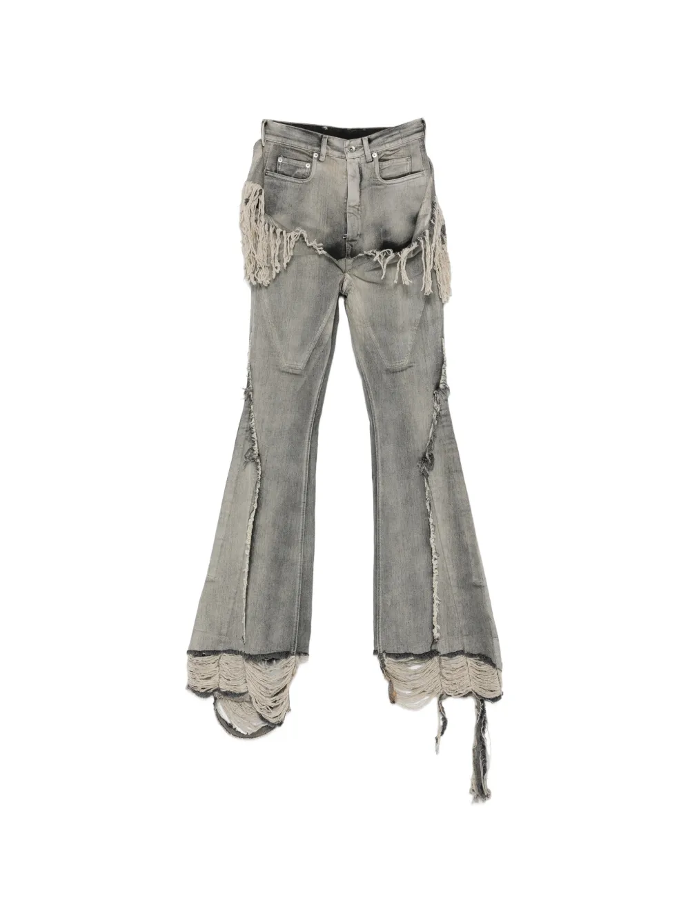 Rick Owens DRKSHDW fringe-trimmed bootcut jeans - Grigio