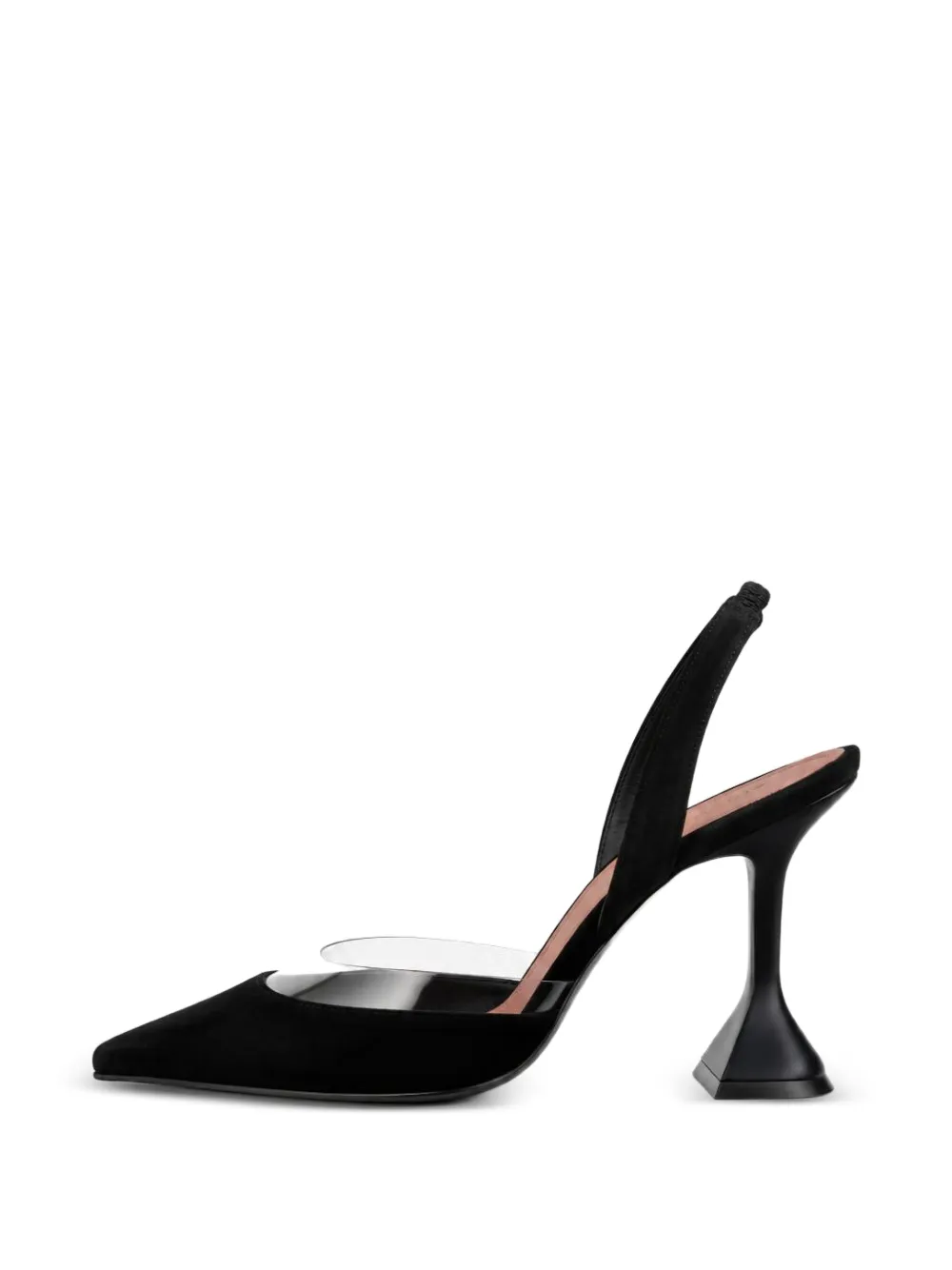 Amina Muaddi Lara suede slingback pumps Zwart