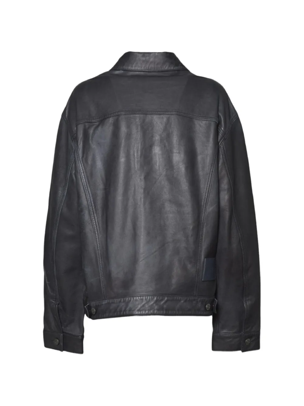 Haikure flap-pocket leather jacket Zwart