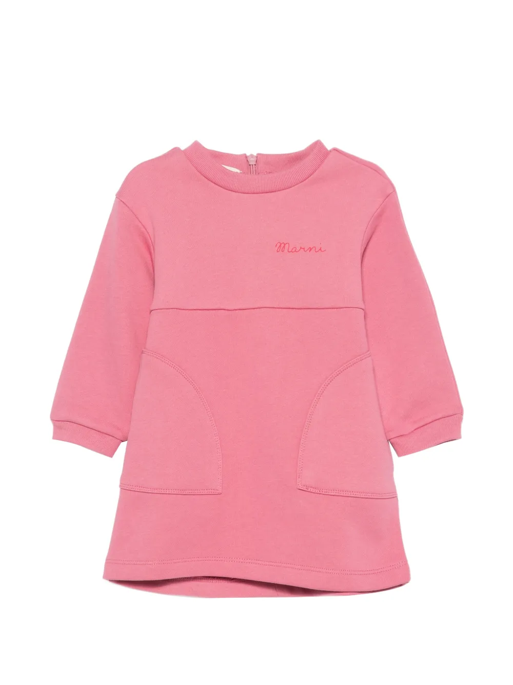 Marni Kids logo-embroidered panelled dress - Rosa