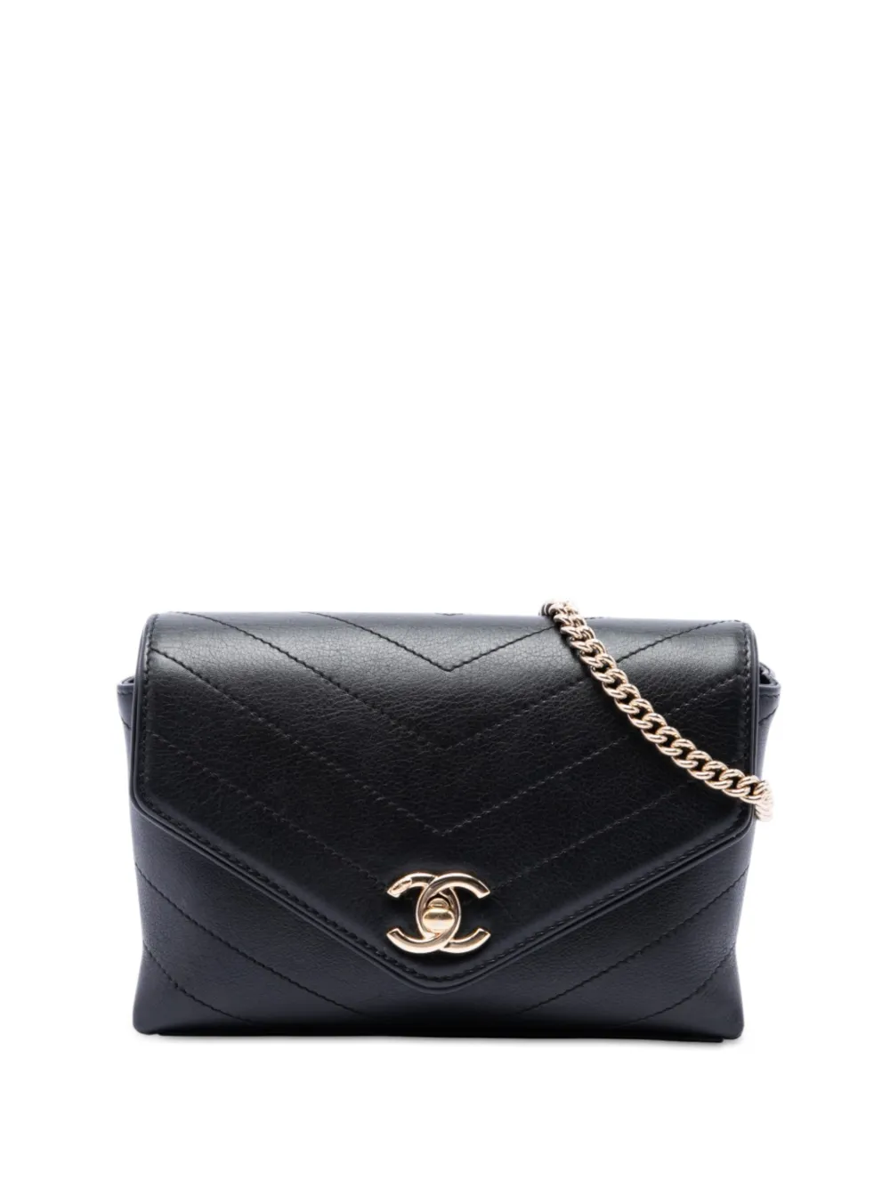 CHANEL Pre-Owned 2018-2019 Chevron Calfskin Stitched Coco belt bag - Schwarz