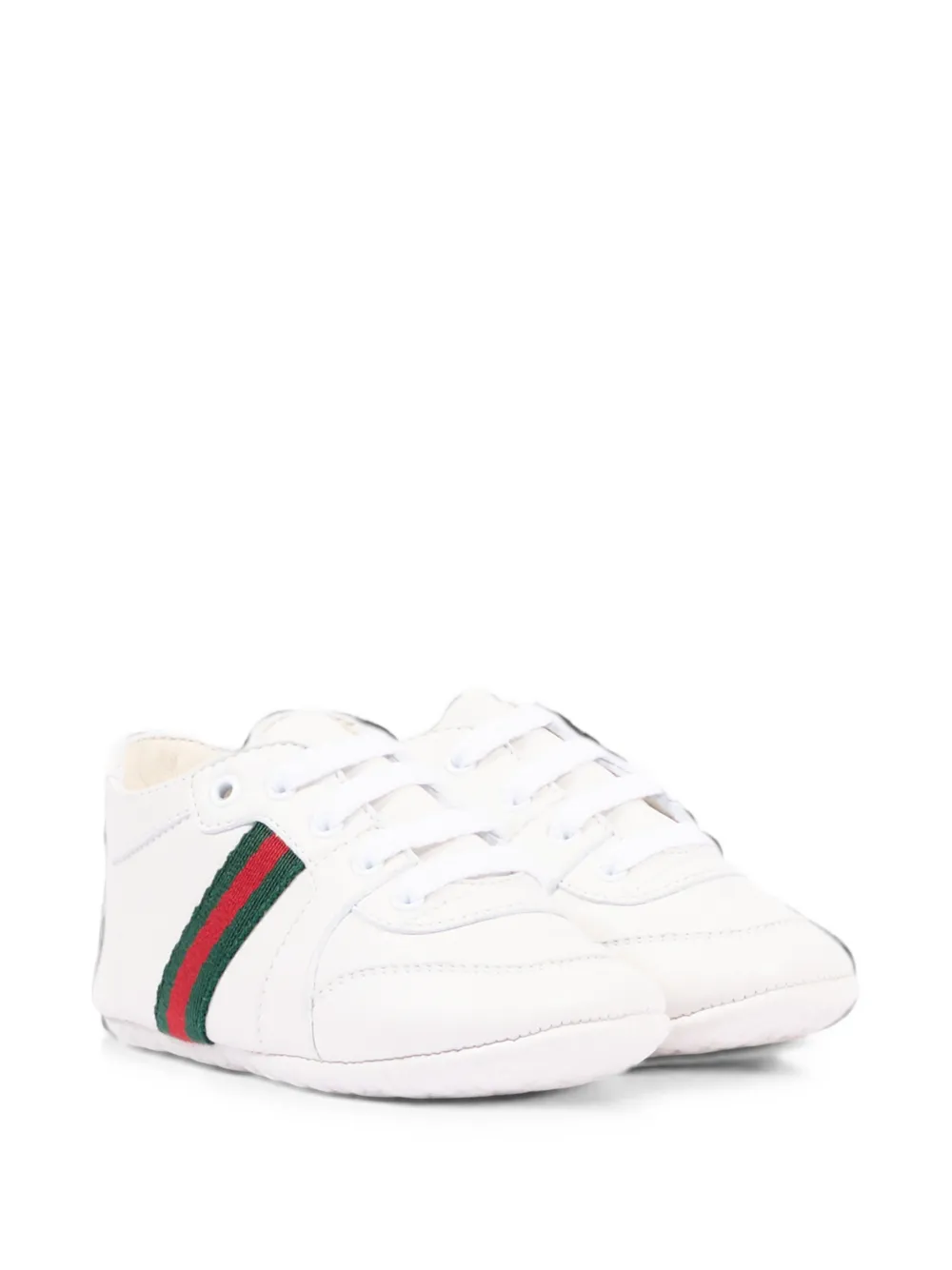 Gucci Kids Web-stripe leather sneakers Wit