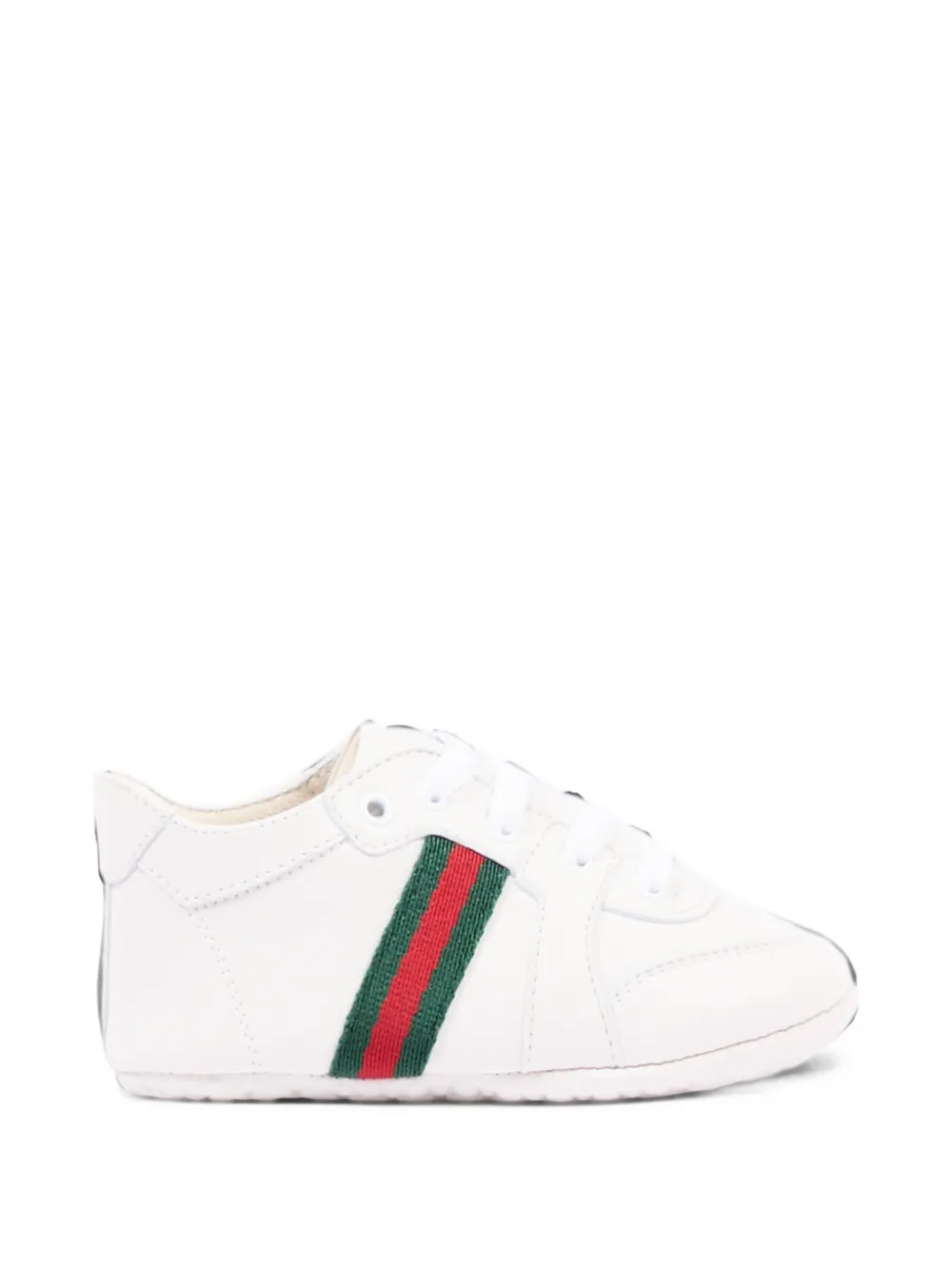 Gucci Kids Web-stripe leather sneakers Wit
