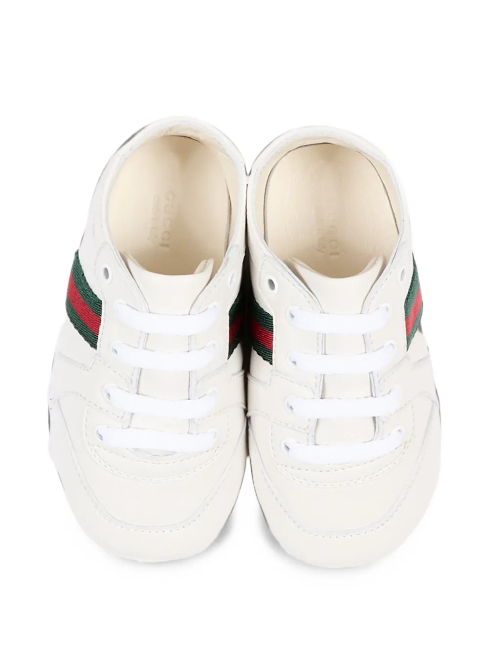 Gucci Kids Web-stripe leather sneakers Wit