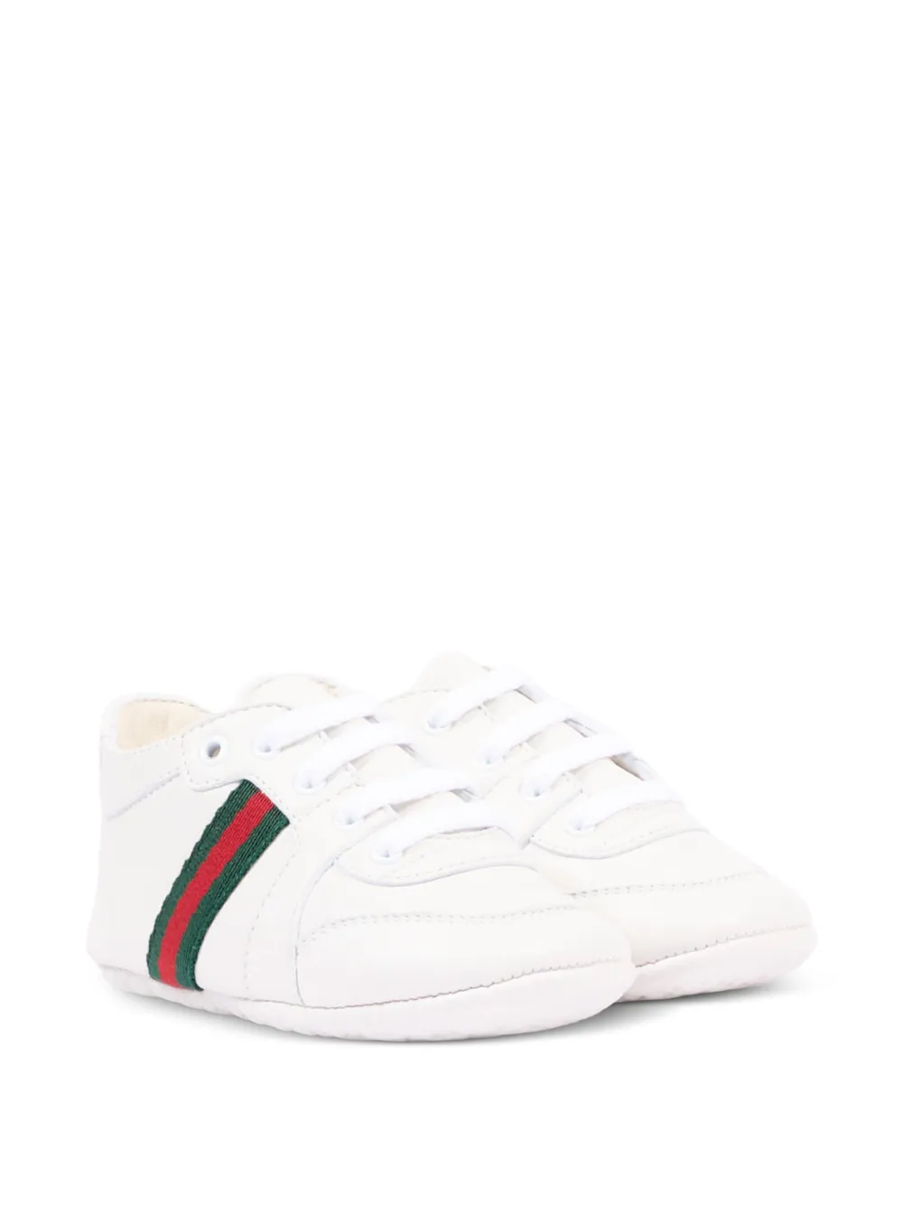 Gucci Kids Web-stripe leather sneakers Wit