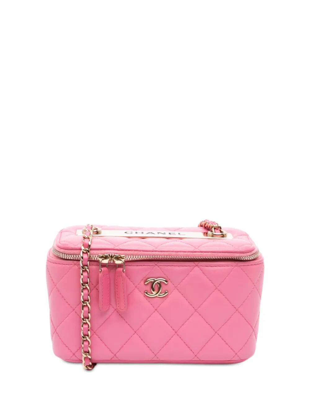 CHANEL Pre-Owned 2020 Small Quilted Lambskin Trendy CC Vanity Case with Chain crossbody bag - Rosa