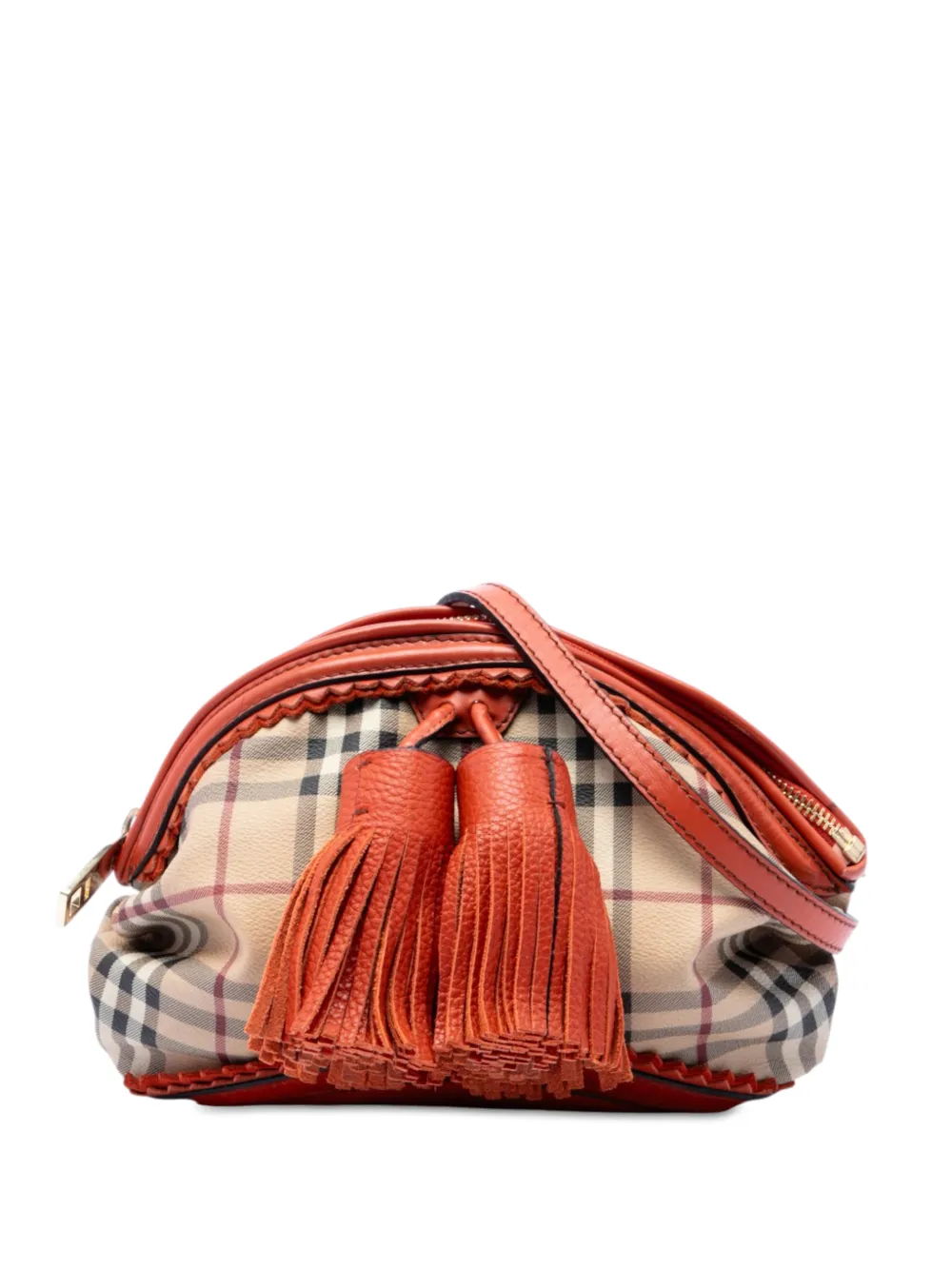 Burberry Pre-Owned 2000-2017 Prorsum Haymarket Check Coated Canvas Brogue Tassel crossbody bag - Toni neutri