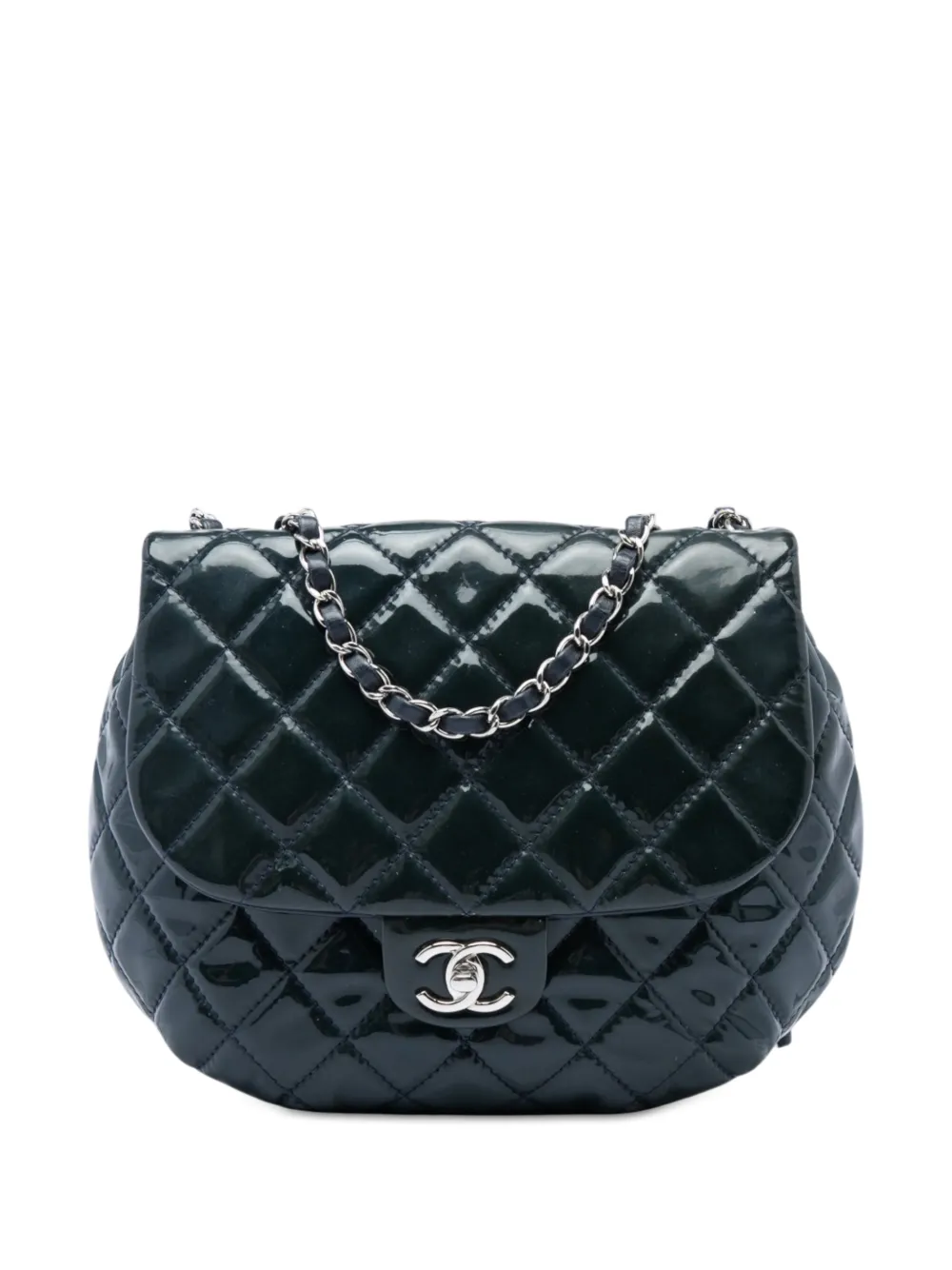 CHANEL Pre-Owned 2015-2016 Medium Quilted Patent Bubble CC Flap crossbody bag - Verde