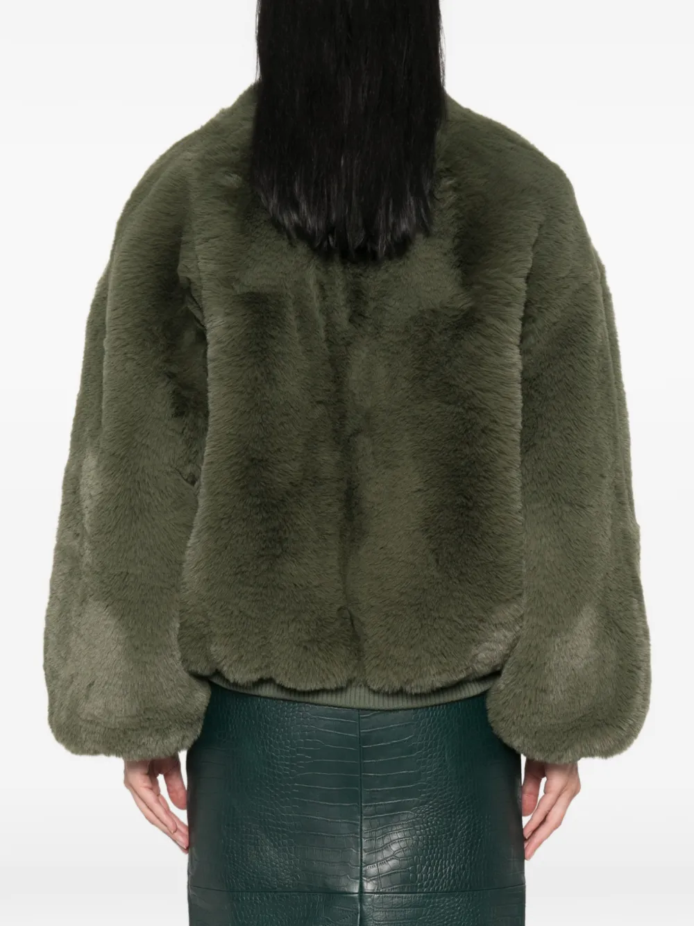 The Frankie Shop Senna bomberjack van imitatiebont Groen