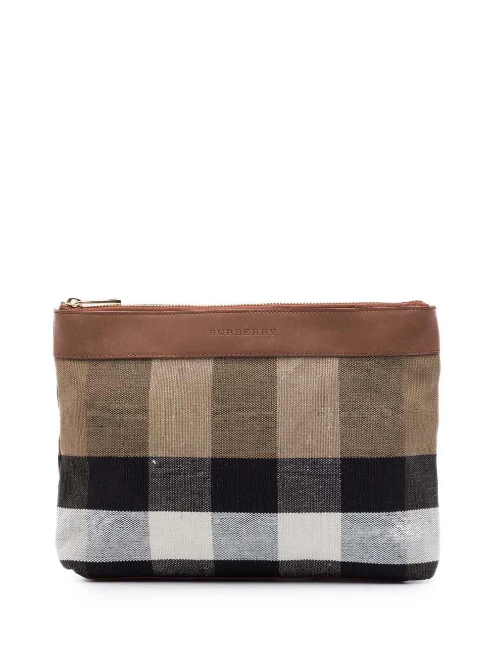 Burberry Pre-Owned Clutch in tela Mega Check 2000-2017 - Marrone