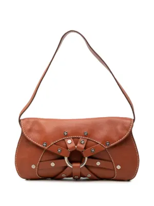 Sonia Rykiel Pre-Owned Studded Leather Shoulder Bag | Gold | FARFETCH