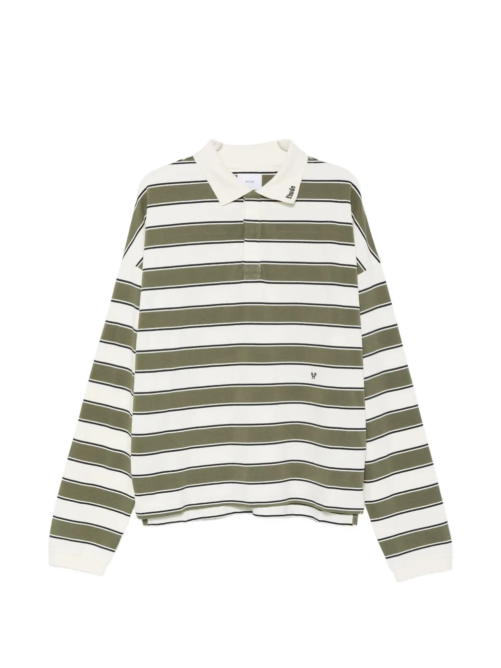 RHUDE horizontal-stripe long-sleeve polo shirt - Verde