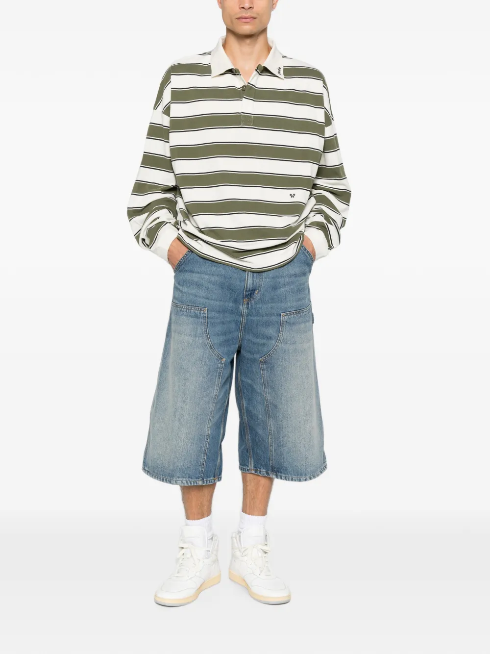 RHUDE Poloshirt met horizontale streep Groen