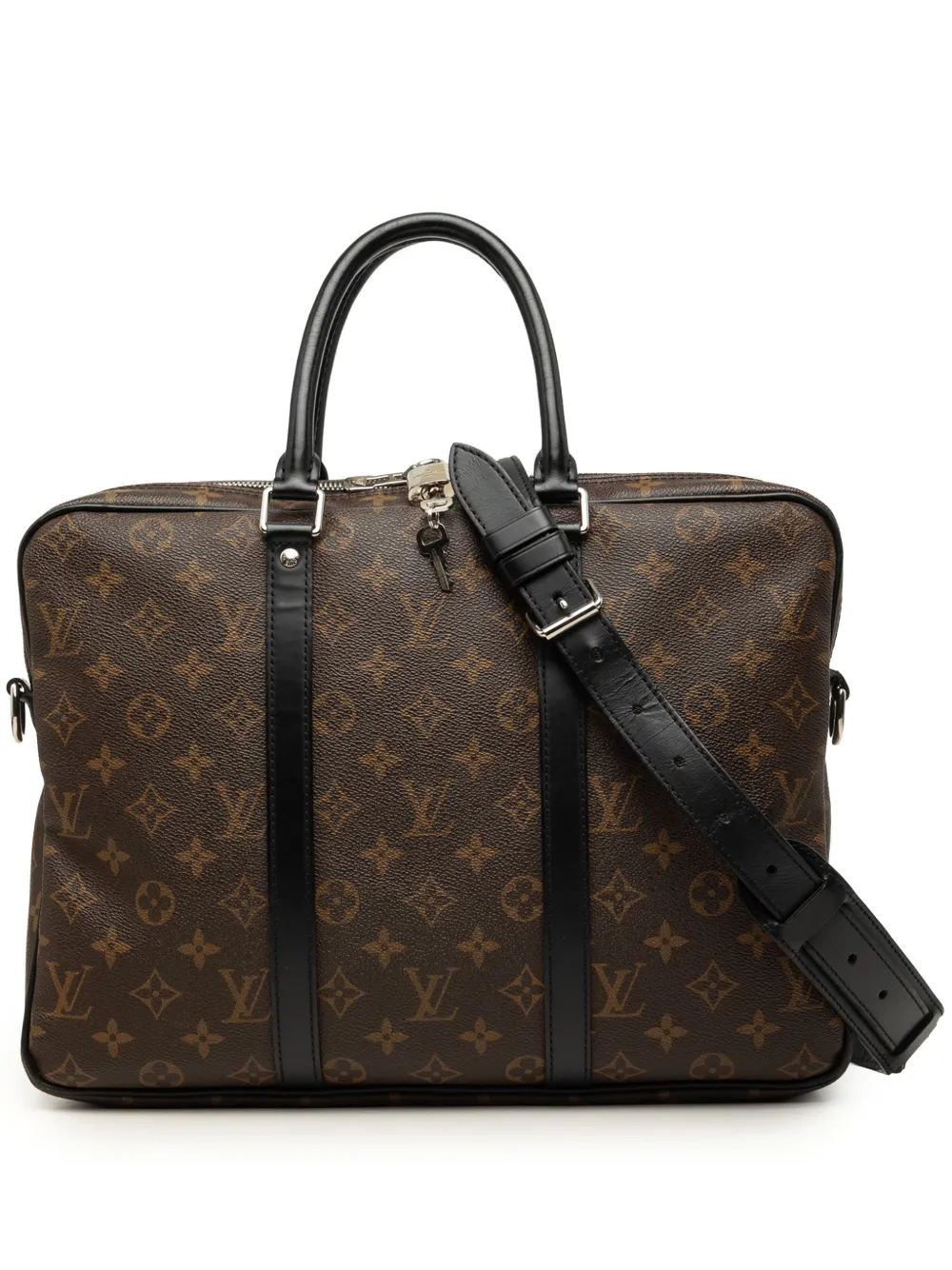 Louis Vuitton Pre-Owned 2021-2023 Monogram Macassar Porte Documents Voyage business bag - Nero
