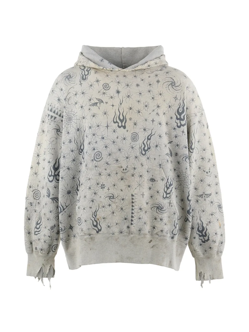 SAINT MXXXXXX x Dr.Woo tattoo-print hoodie - Grigio