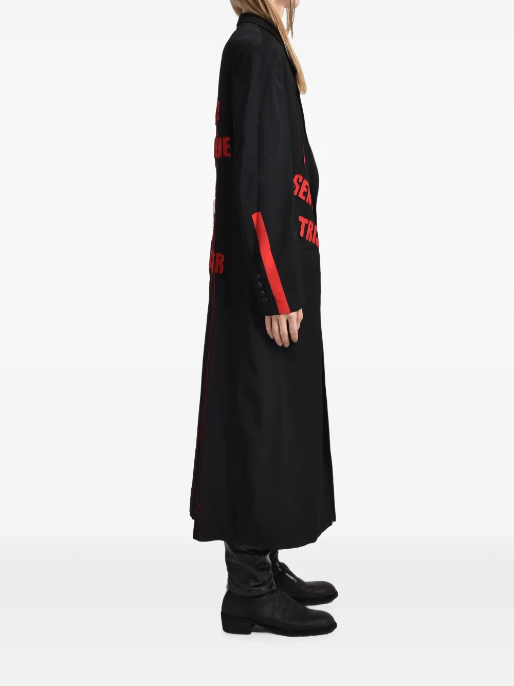Yohji Yamamoto Mantel met enkele rij knopen Zwart