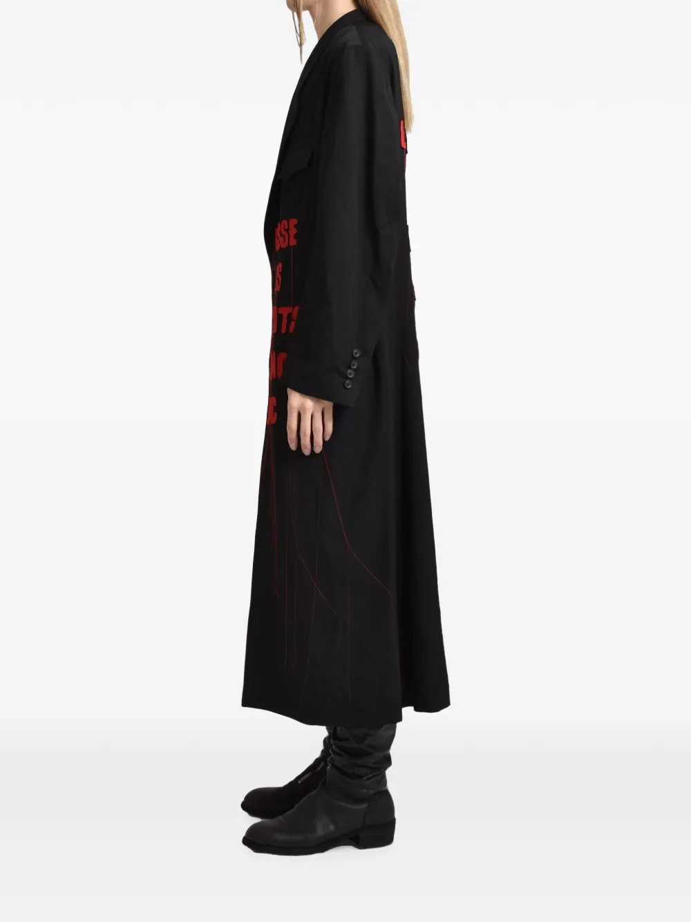 Yohji Yamamoto Mantel met enkele rij knopen Zwart