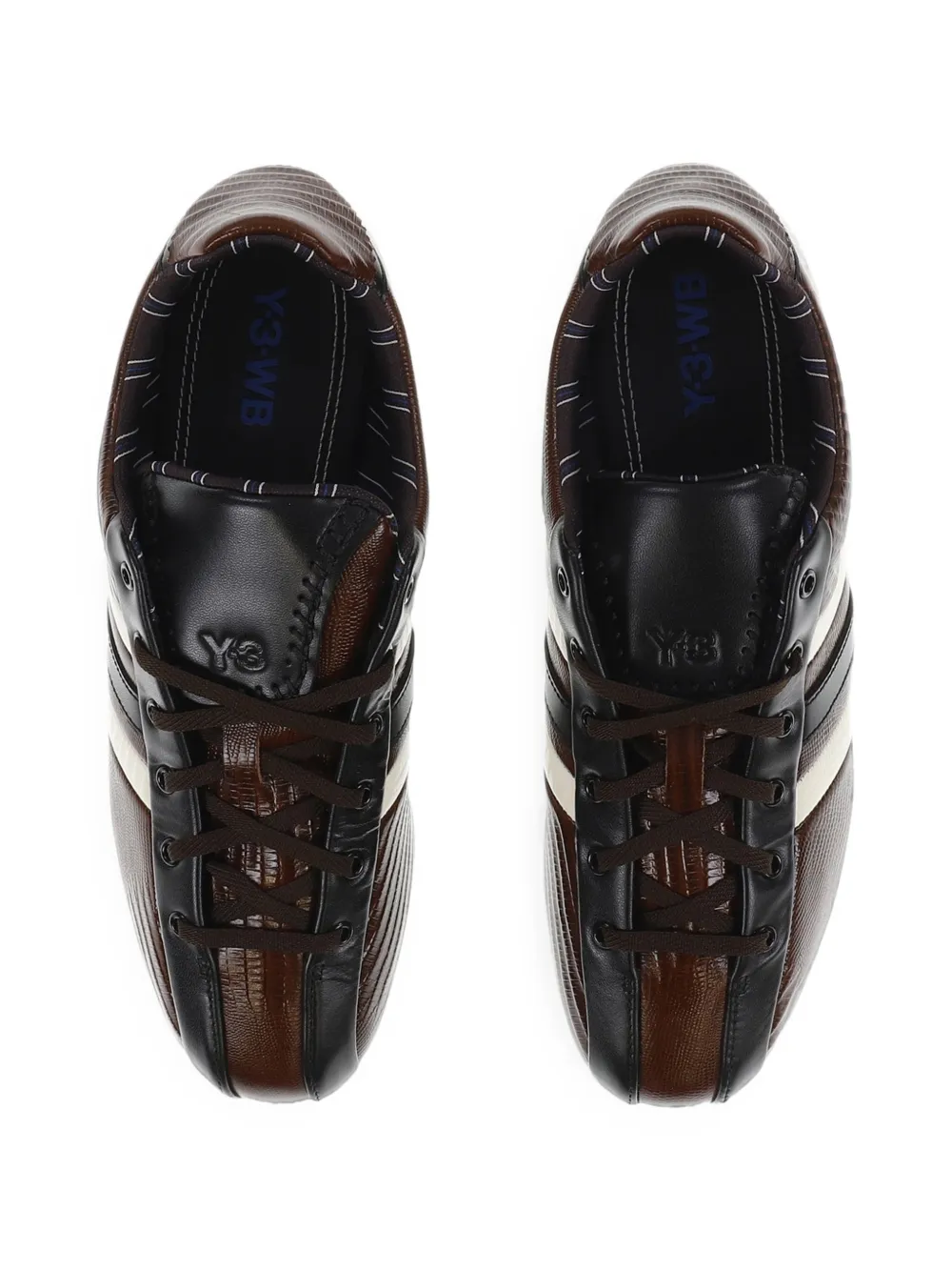 Wales Bonner X Y-3 Lizard-effect Leather Sneakers in Brown, view 4
