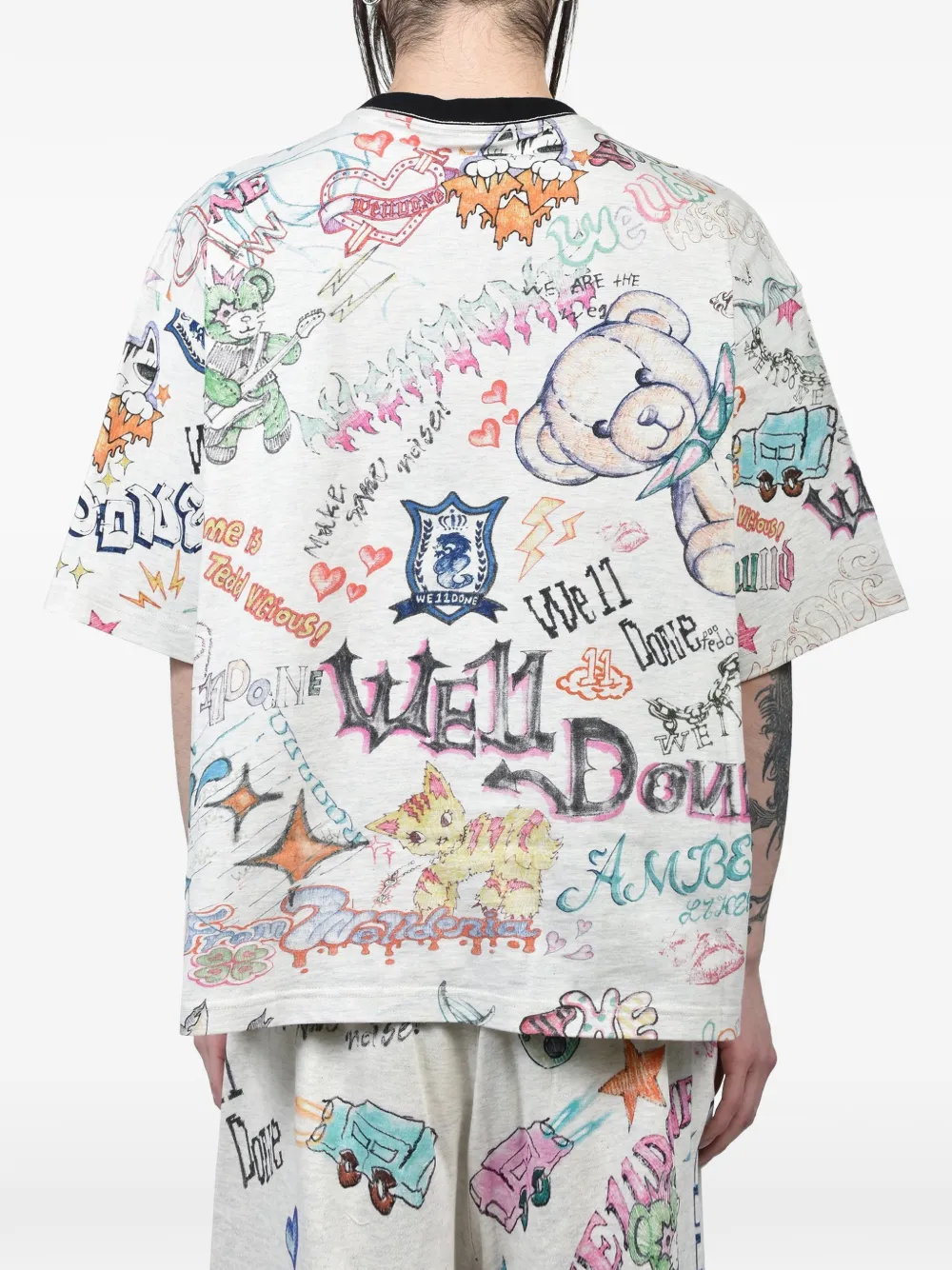 We11done T-shirt met print Grijs