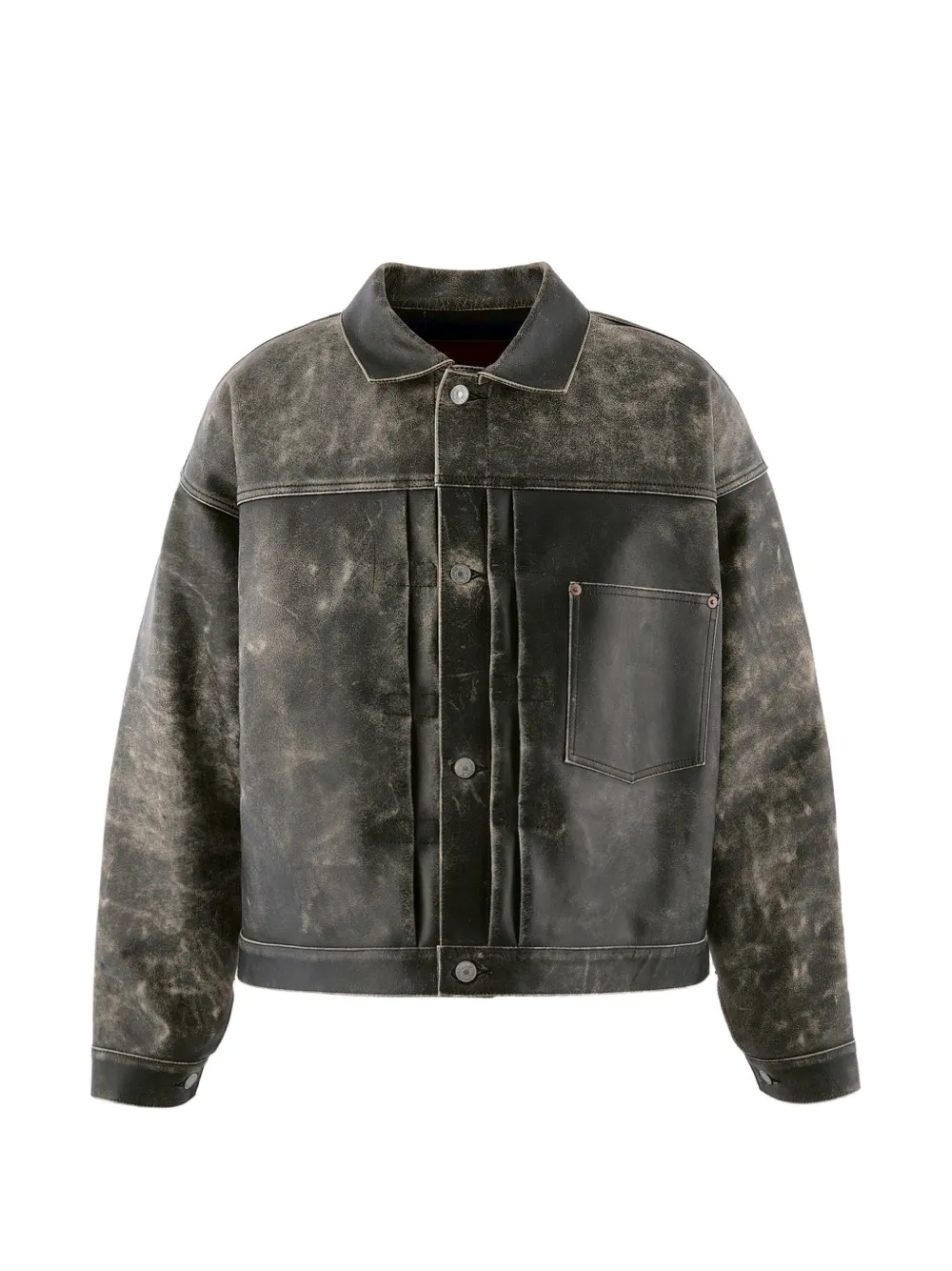 SAINT MXXXXXX distressed leather jacket - Schwarz