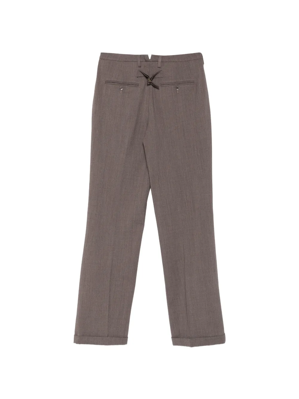 Seventy Broek met omslag en klepdetail met knoop Bruin