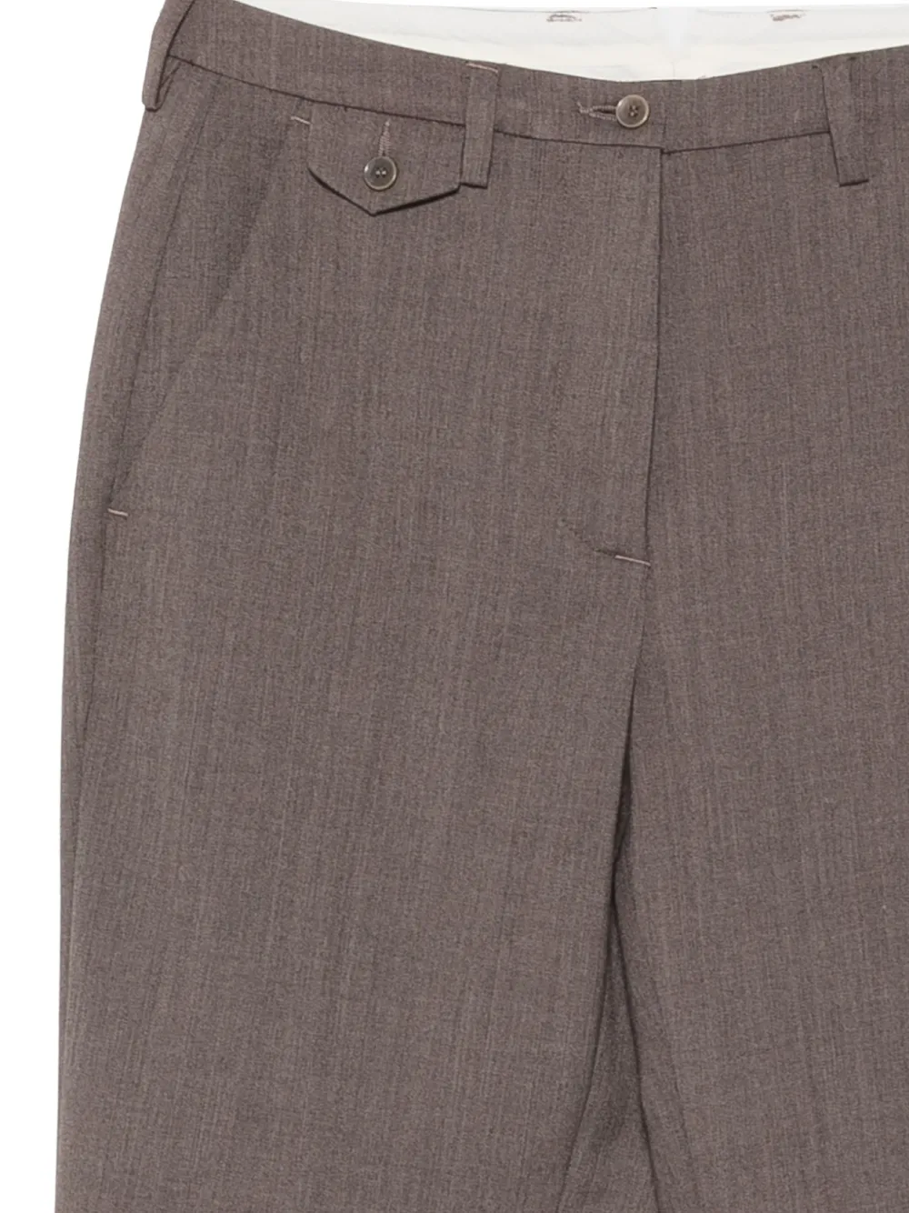 Seventy Broek met omslag en klepdetail met knoop Bruin