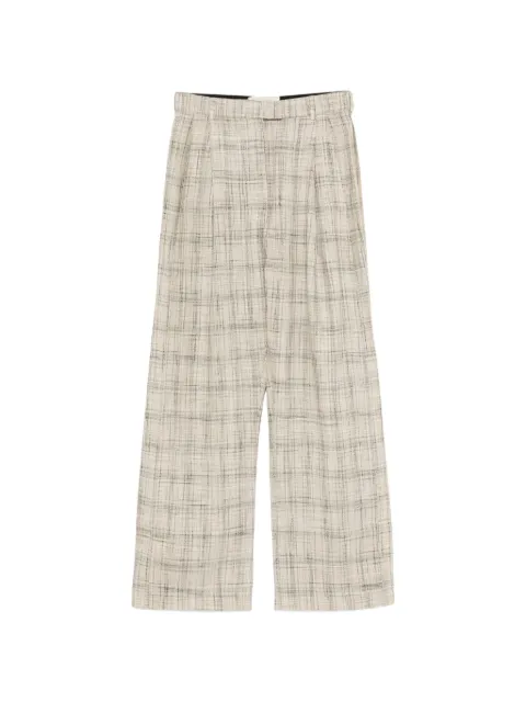 LITKOVSKA checked frayed-edge trousers