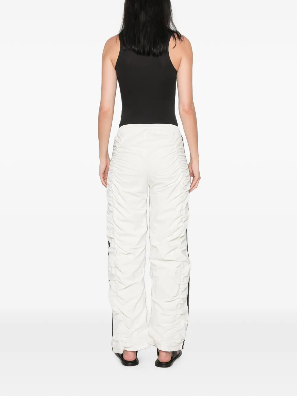 adidas Sporty TP ruched side-stripe track pants Beige