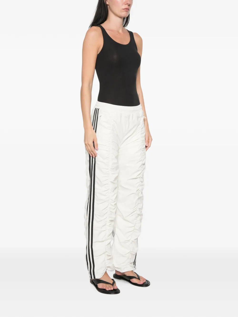 adidas Sporty TP ruched side-stripe track pants Beige
