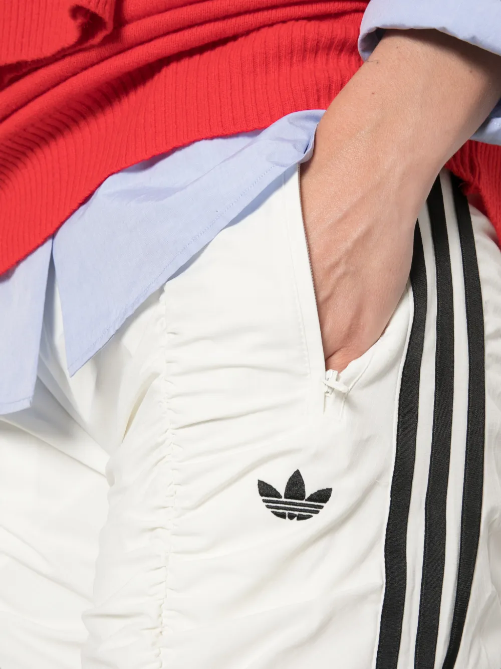adidas Sporty TP ruched side-stripe track pants Beige