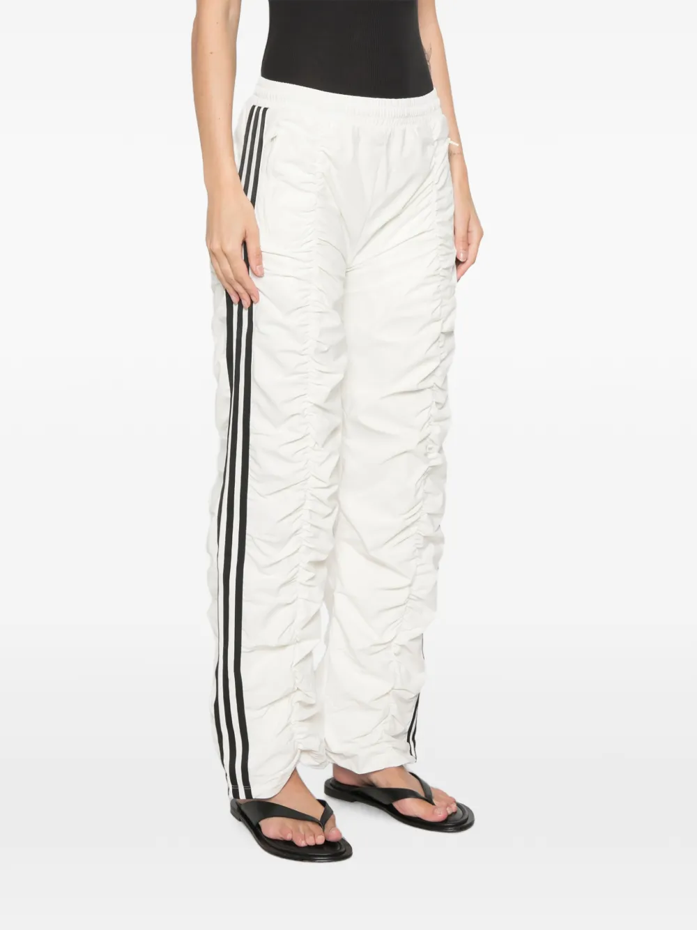 Adidas Sporty TP Ruched side-stripe Track Pants | Neutrals | FARFETCH