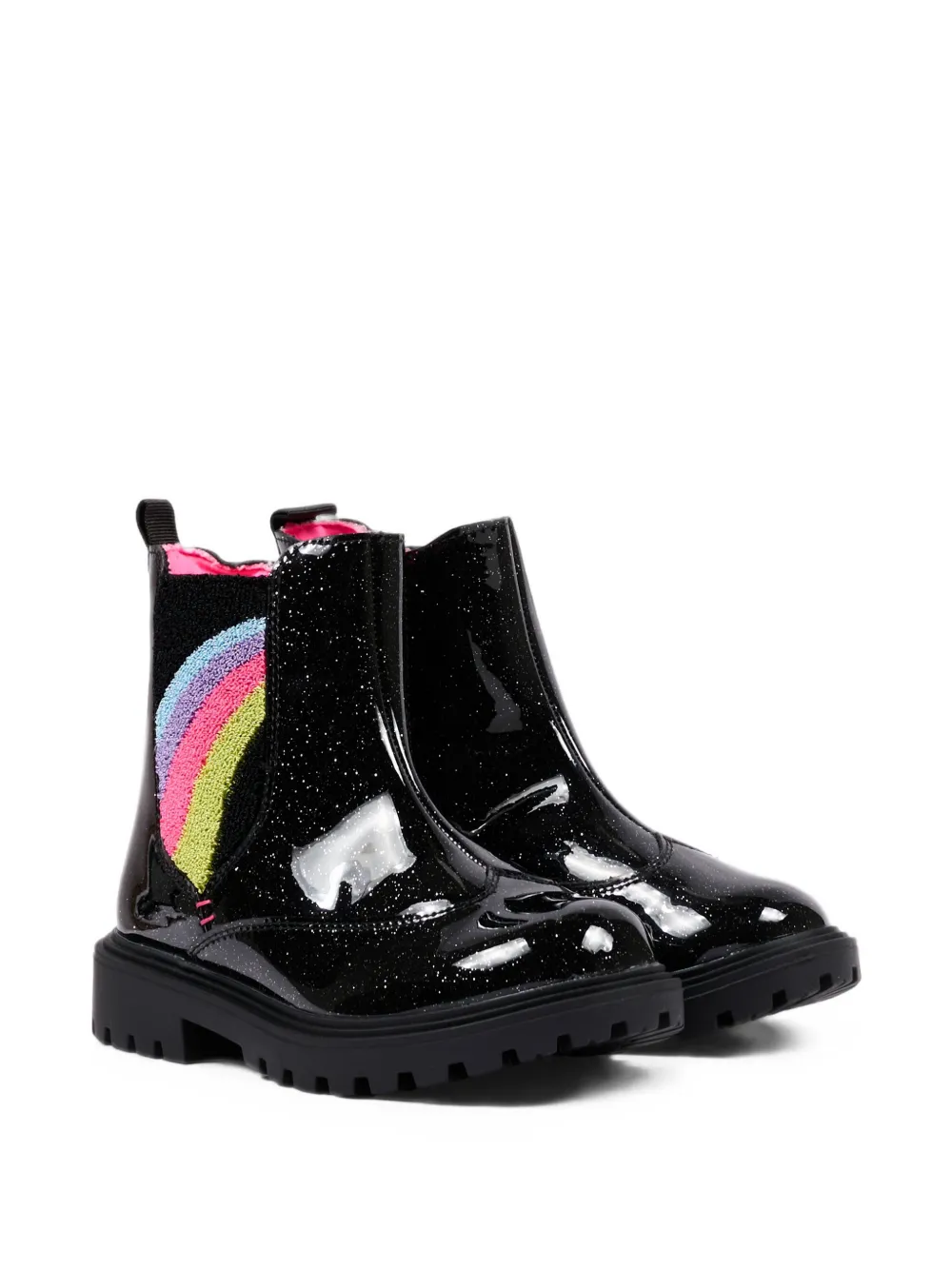 Billieblush glitter-effect rainbow-elastic ankle boots Zwart