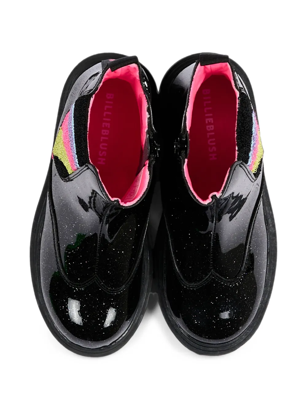 Billieblush glitter-effect rainbow-elastic ankle boots Zwart