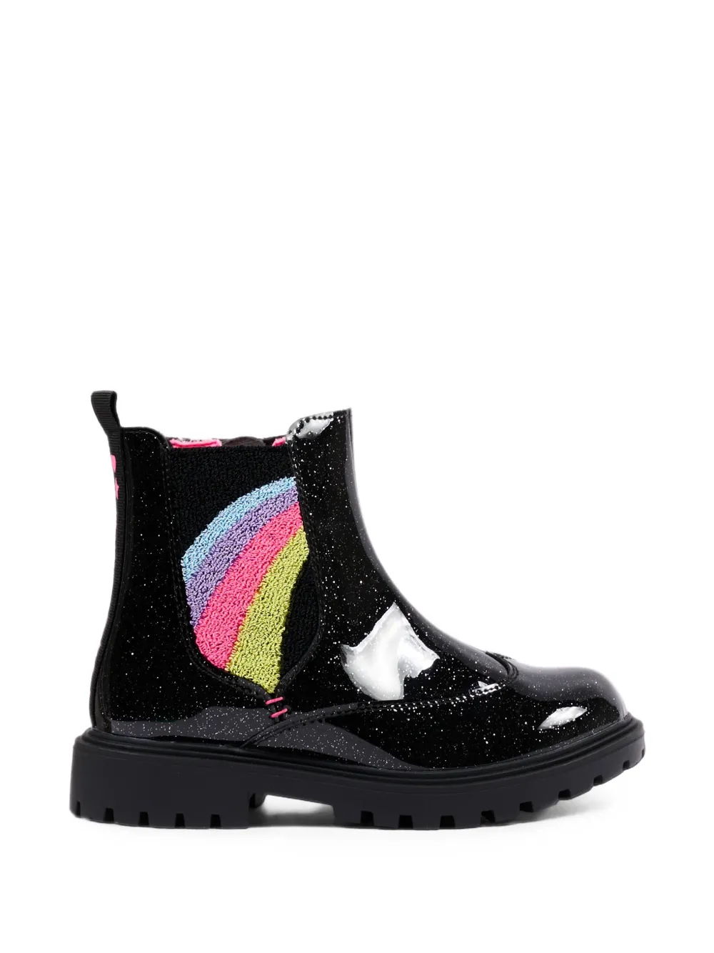 Billieblush glitter-effect rainbow-elastic ankle boots Zwart