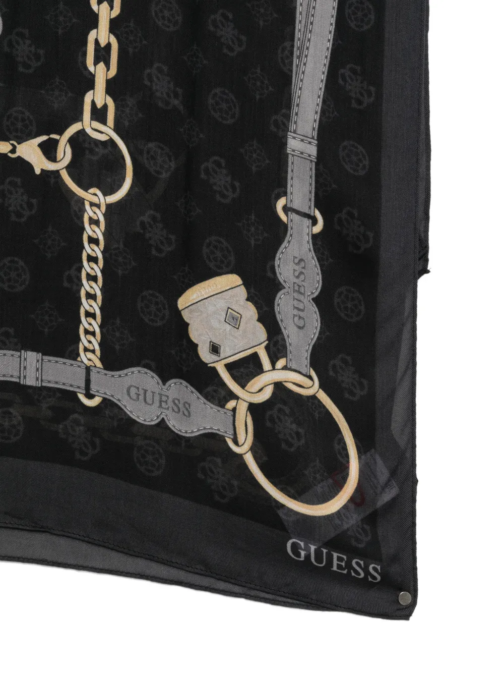 GUESS USA Sjaal met kettingprint en logo Zwart