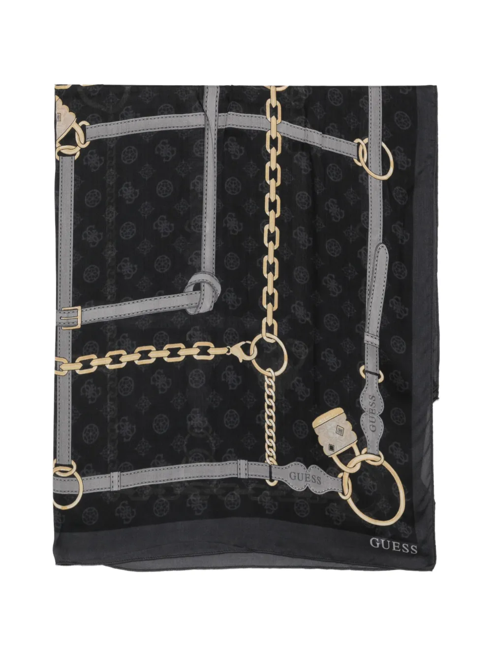 GUESS USA chain-print logo scarf - Nero
