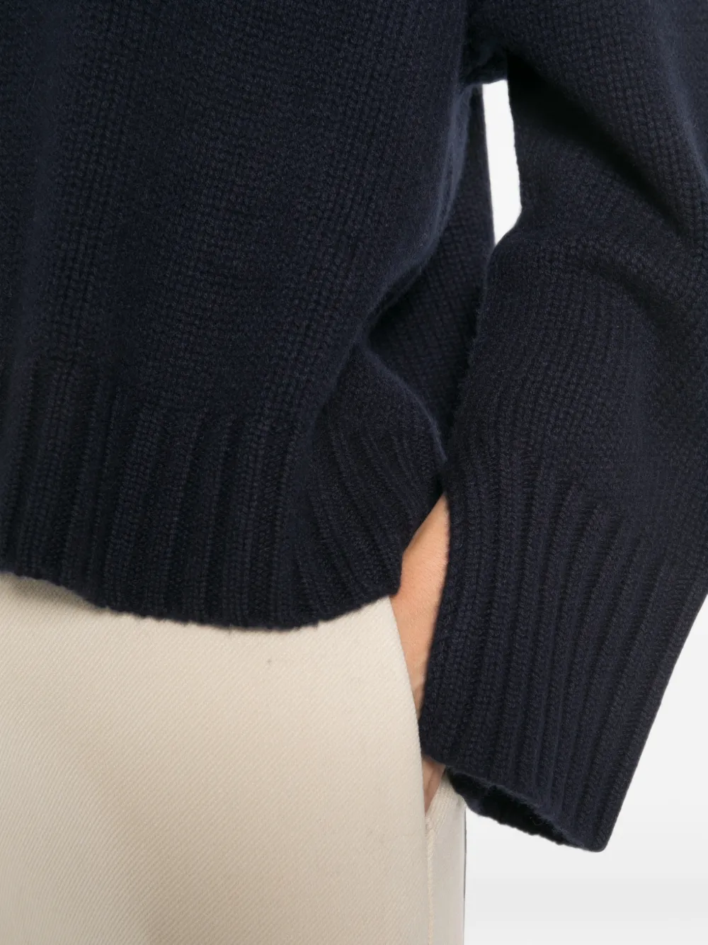 Soft Goat Coltrui met geribbelde zoom Blauw