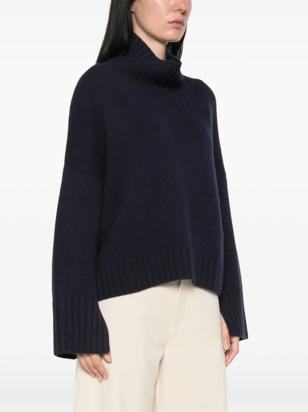 Soft Goat Coltrui met geribbelde zoom Blauw