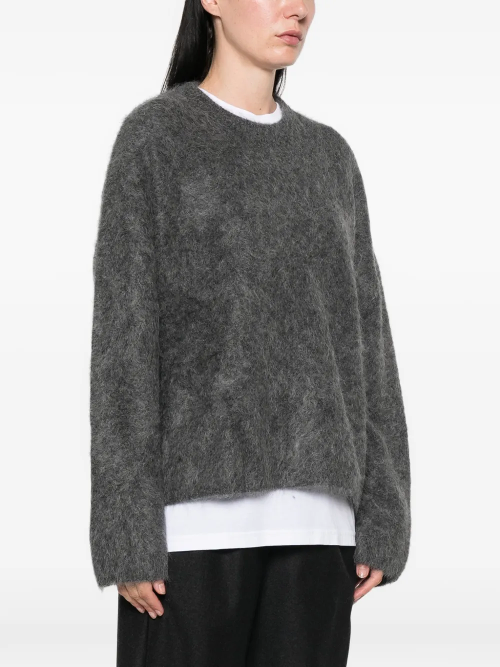 Soft Goat Gebreide trui met ronde hals en geborsteld effect Grijs