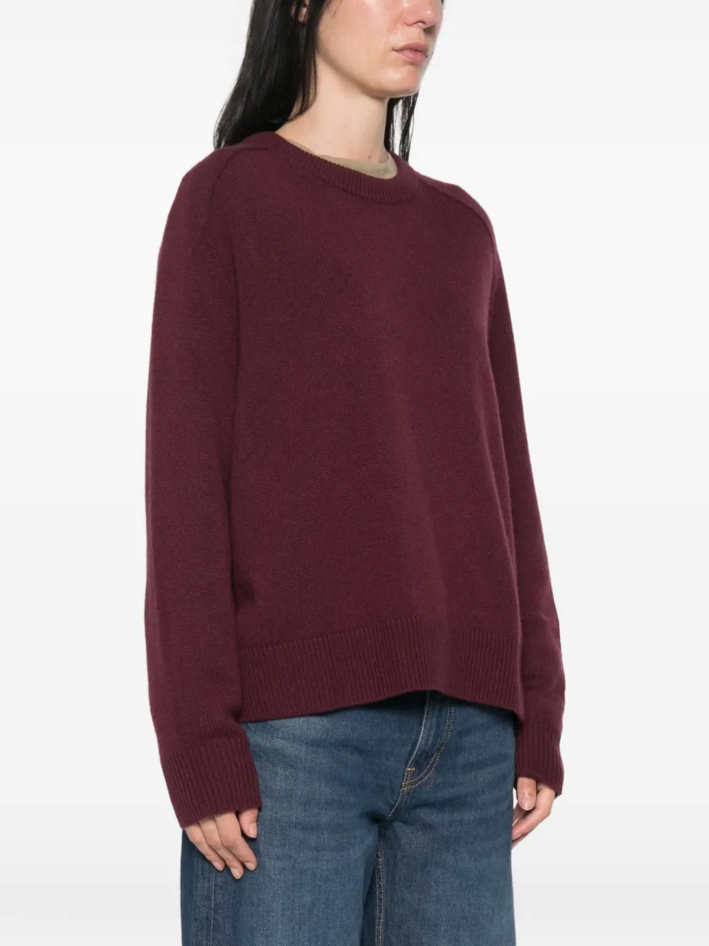 Soft Goat Trui met raglan mouwen en geribbelde afwerking Paars