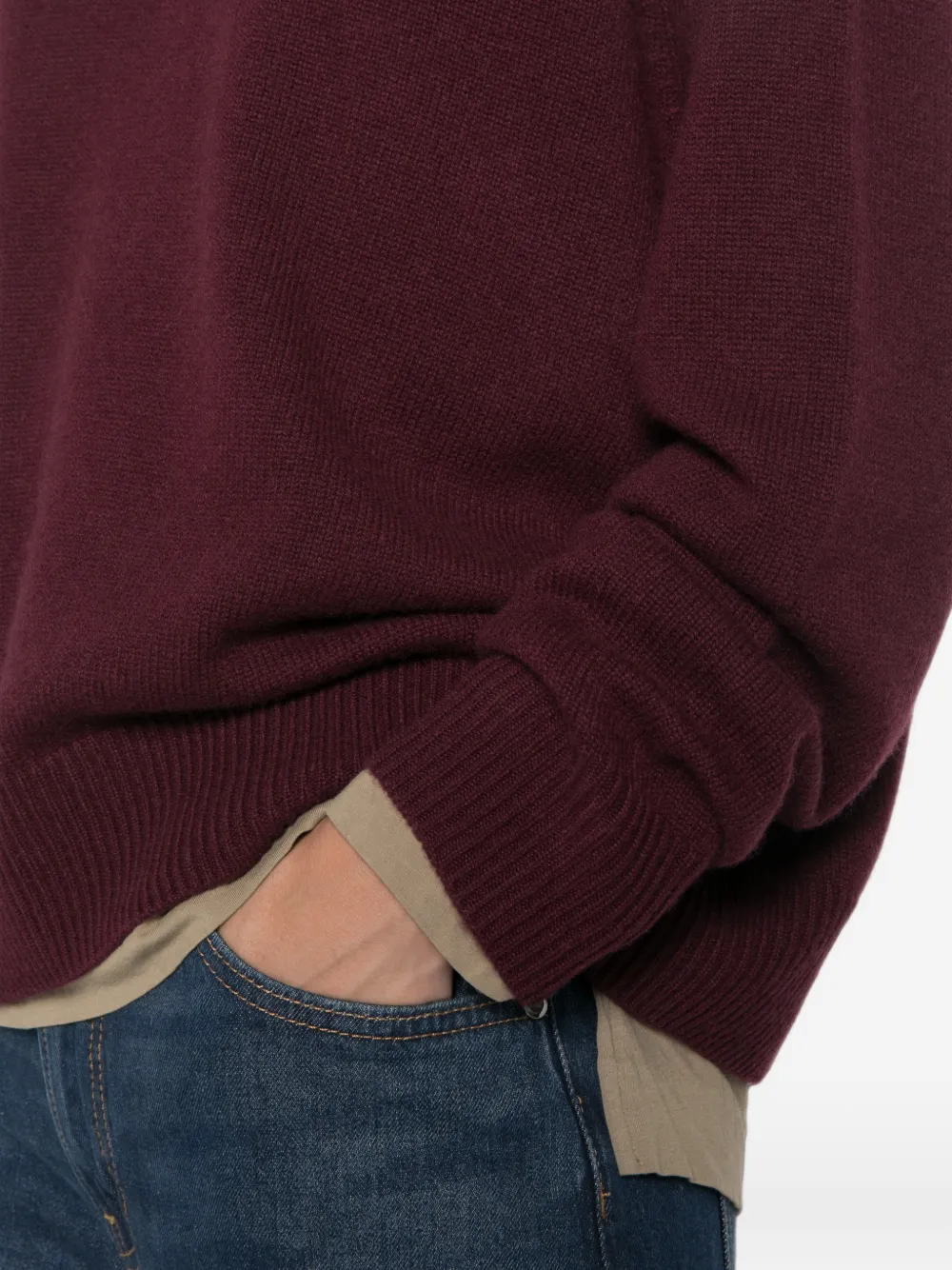 Soft Goat Trui met raglan mouwen en geribbelde afwerking Paars