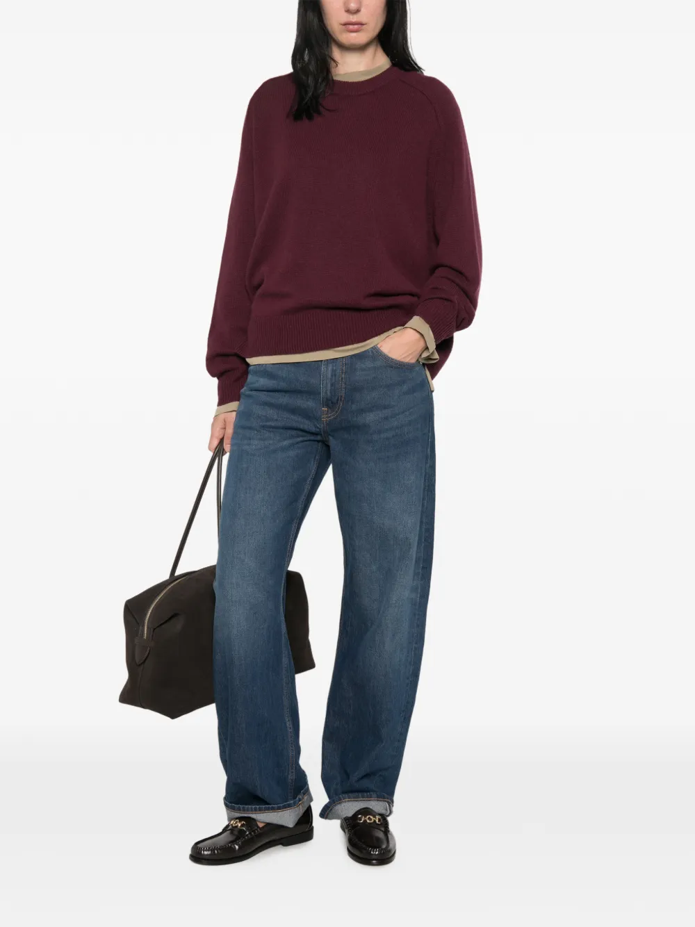Soft Goat Trui met raglan mouwen en geribbelde afwerking Paars