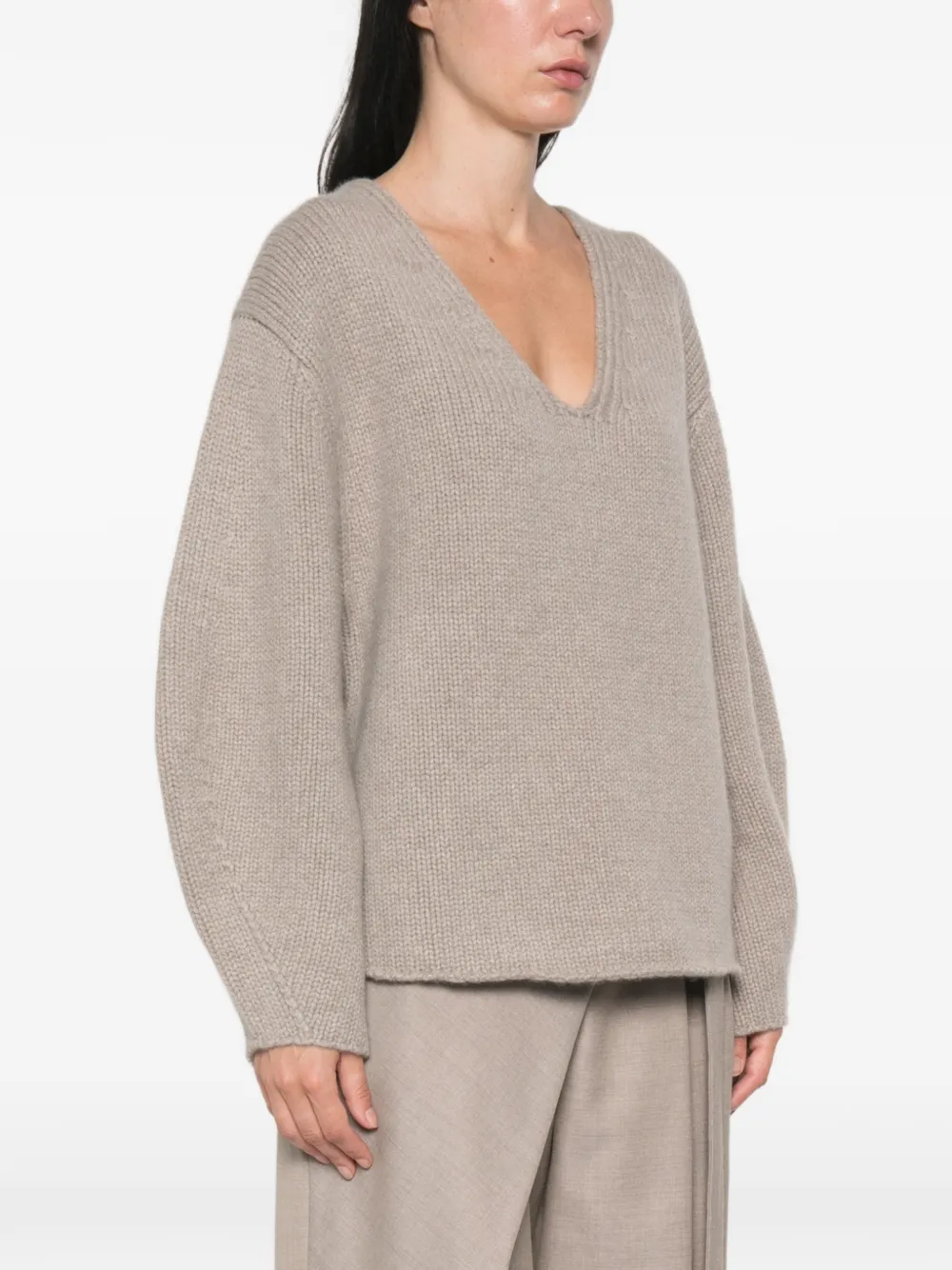 Soft Goat Trui met V-hals Beige