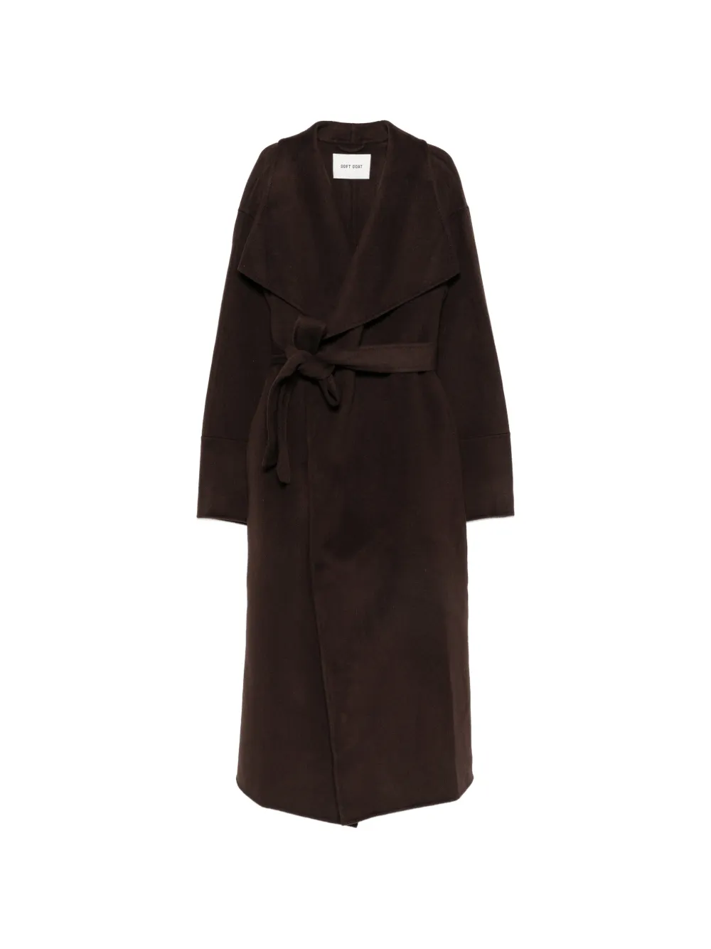 Soft Goat belted shawl-collar coat