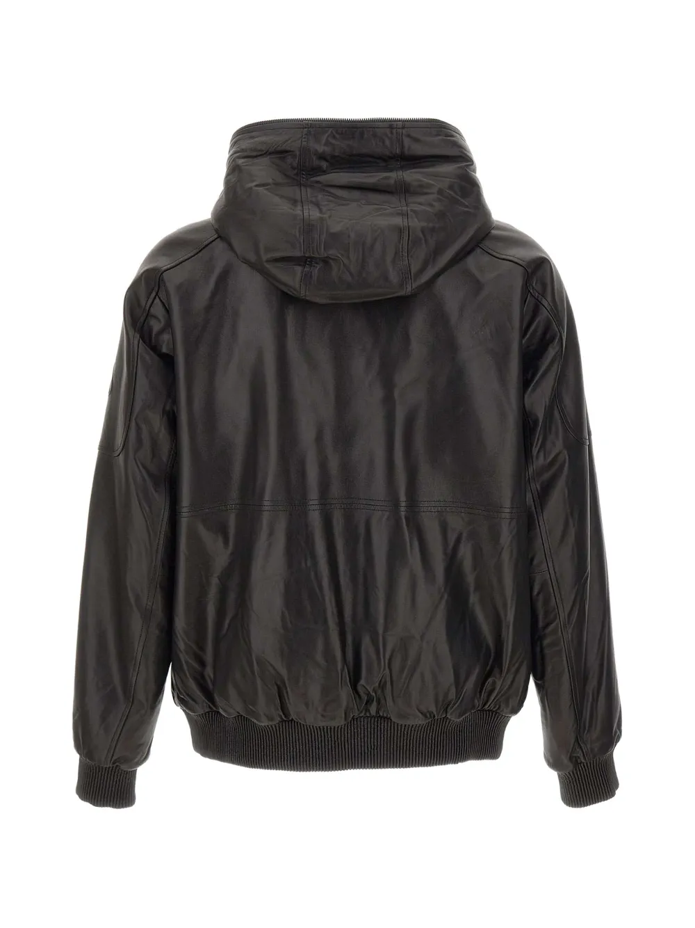 Moose Knuckles Neo leren jack met capuchon Zwart