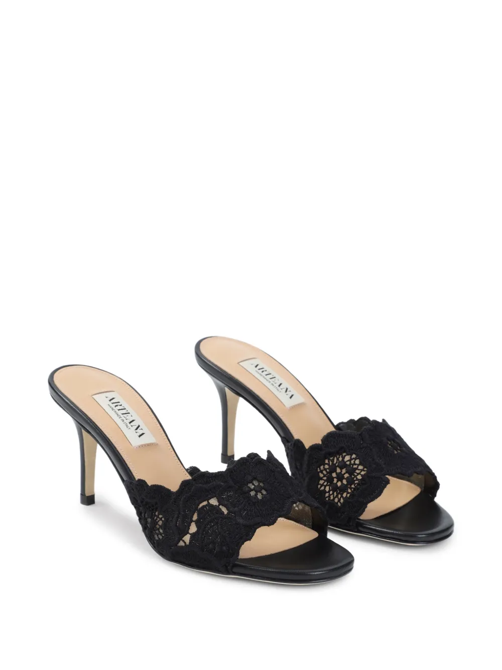 Arteana Como lace-panel leather sandals Zwart