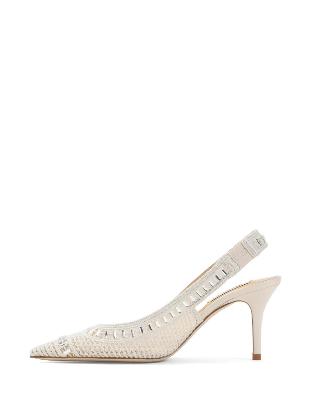 Arteana Trieste embellished crochet slingback pumps Beige